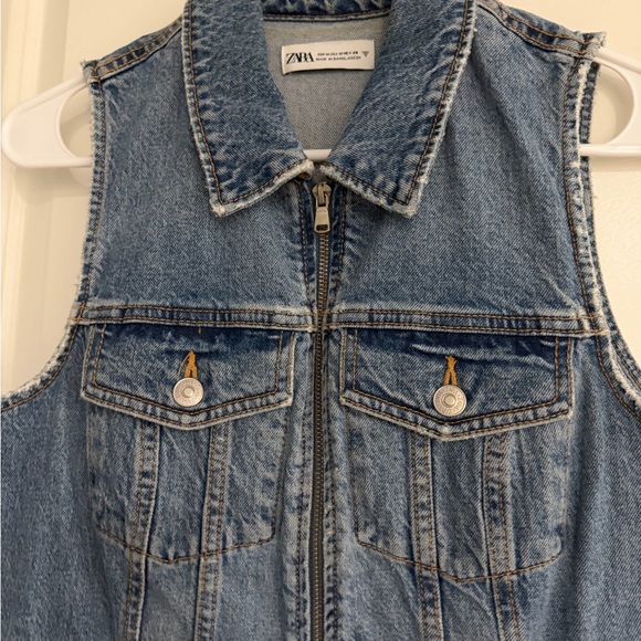 Make Offer • Zara Blue Denim Zip Front Dress - Picture 5 of 10